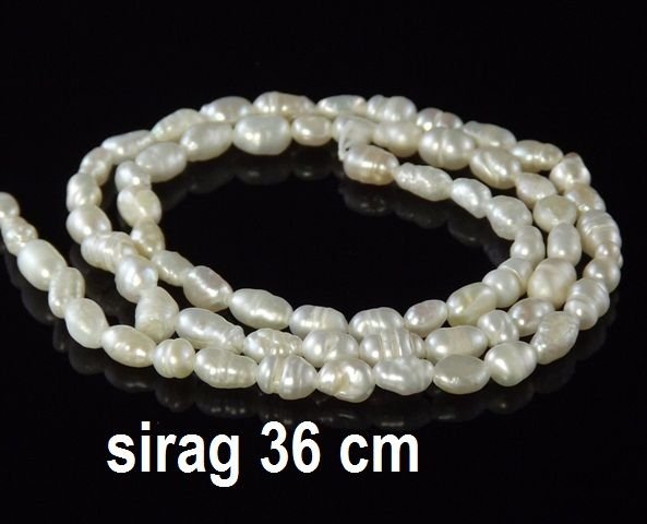Perle naturale, aprox. 6 x 4 mm, 1 sirag