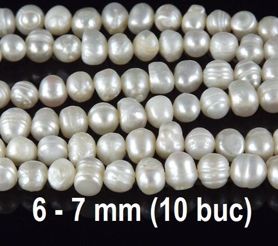 Perle naturale, aprox. 6-7 mm, 10 bucati