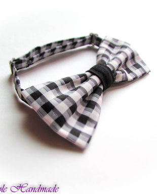 Sah 2 - papion material carouri alb negru