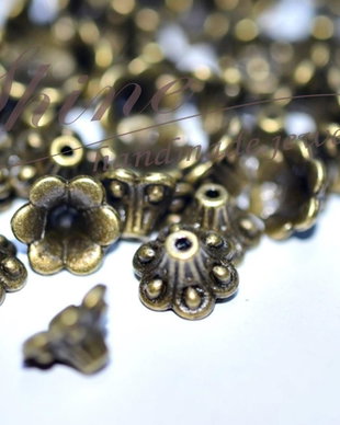 Capacel floare, bronz antichizat, 10x6mm