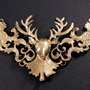 4575 # Pandantiv, baza colier, ornament, 3 segmente, cerb / ren, auriu-bronz, 110x80mm