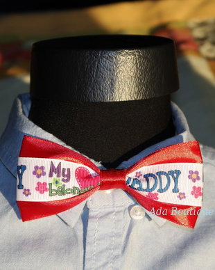 Mini papion "My heart belongs to Daddy" rosu