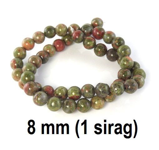 Unakite natural, 8 mm, 1 sirag