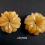 4622 - (2 buc) Floare sculptata jad galben mustar