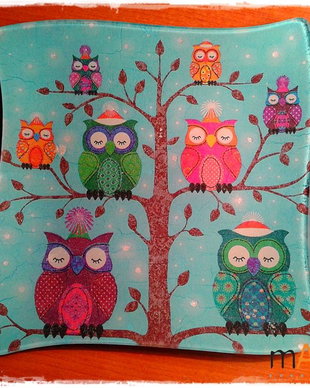 Farfurie de sticla - Snow-owls