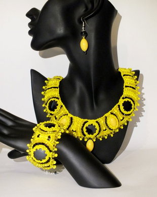 Set Colier, Bratara si Cercei -black and yellow
