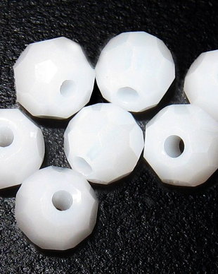 Margele din sticla, rotunde, 4 mm, albe