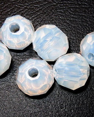 Margele din sticla, rotunde, 6 mm, albe