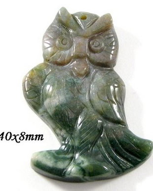 4635 - Pandantiv, bufnita, agata indiana sculptata