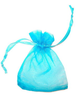 Saculet din organza, 10x12 cm, turcoaz deschis