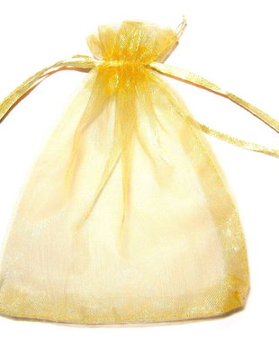 Saculet din organza, 10x12 cm, galben pai