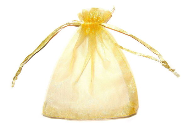 Saculet din organza, 10x12 cm, galben pai