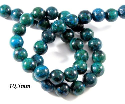 4650 - (10 buc) Chrysocolla de sinteza, sfere 10.5mm