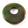 4663 - Pandantiv, donut, agata, verde - kaki, 46x7mm, int.15mm