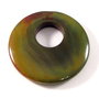 4664 - Pandantiv, donut, agata, verde - olive - kaki, 45x7mm, int.15mm