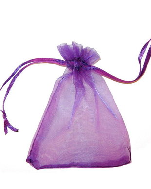 Saculet din organza, 8x10 cm, mov inchis