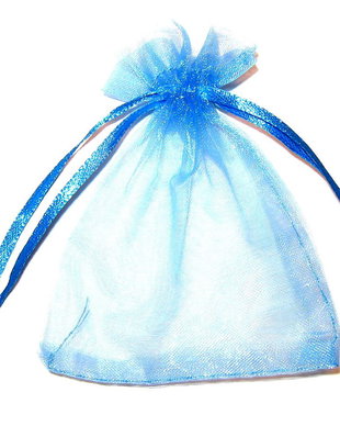 Saculet din organza, 8x10 cm, albastru