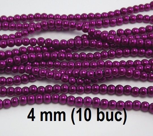 Perle de sticla, 10 buc, 4 mm