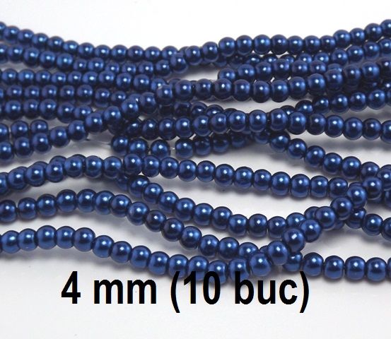 Perle de sticla, 10 buc, 4 mm