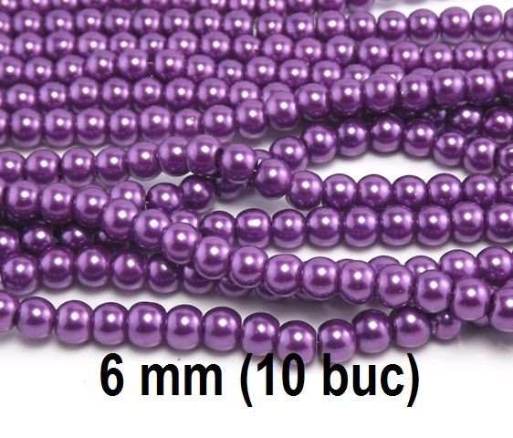 Perle de sticla, 10 buc, 6 mm