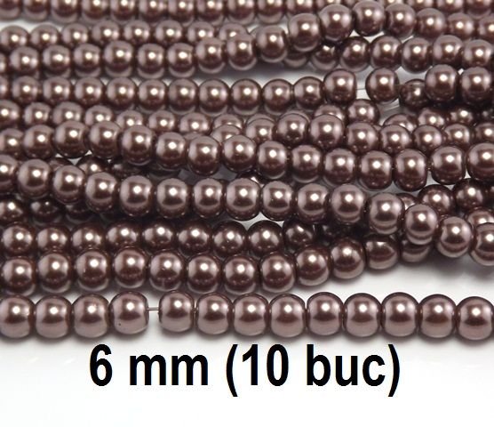 Perle de sticla, 10 buc, 6 mm, PS-M