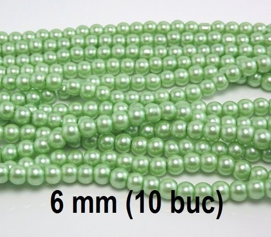 Perle de sticla, 10 buc, 6 mm
