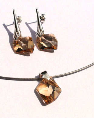 Pandantiv si cercei din Argint 925 si Cristale Swarovski cosmic diamond  PA119.2, CE119.2
