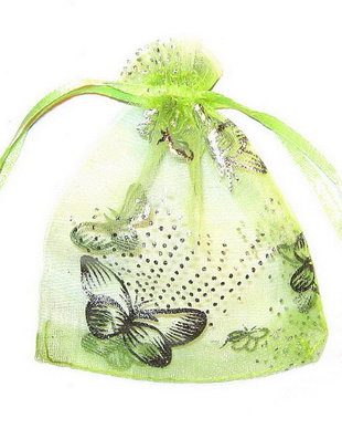 Saculet din organza, 7x9 cm, vernil