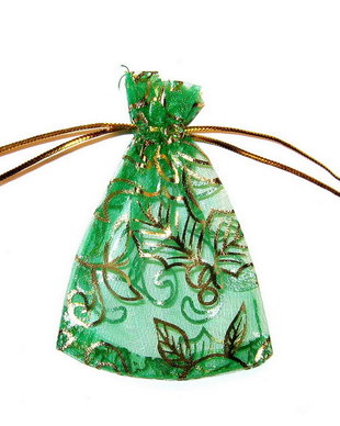 Saculet din organza, 7x9 cm, verde