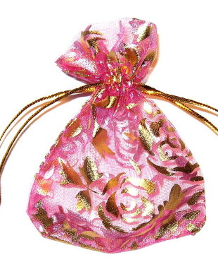 Saculet din organza, 7x9 cm, siclam