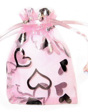 Saculet din organza, 7x9 cm, roz