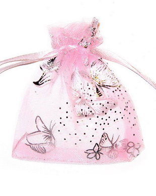 Saculet din organza, 7x9 cm, roz