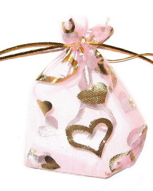 Saculet din organza, 7x9 cm, roz