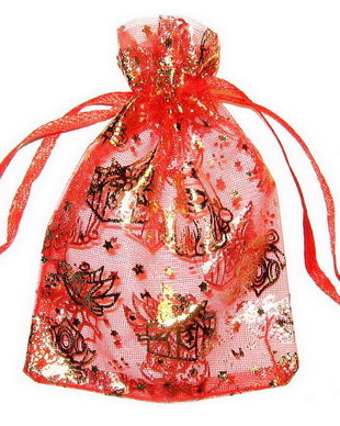 Saculet din organza, 7x9 cm, rosu