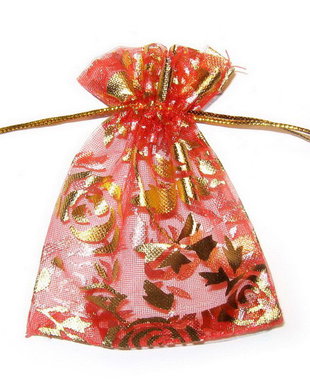 Saculet din organza, 7x9 cm, rosu