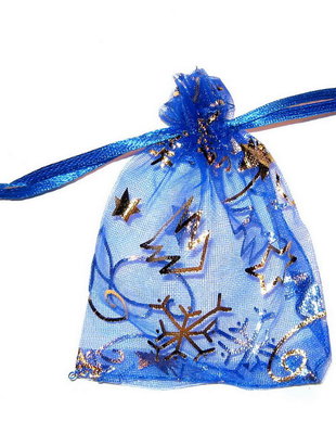 Saculet din organza, 7x9 cm, albastru