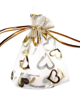 Saculet din organza, 7x9 cm, alb