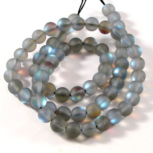 4688 - (6buc) Margele sticla, frosted, luminiscent, rainbow, 6mm