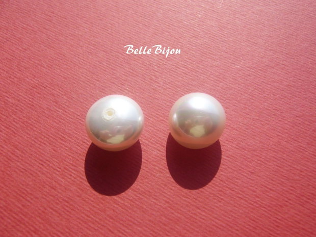 (2 buc) Perle tip Mallorca semigaurite aprox 14x11 mm