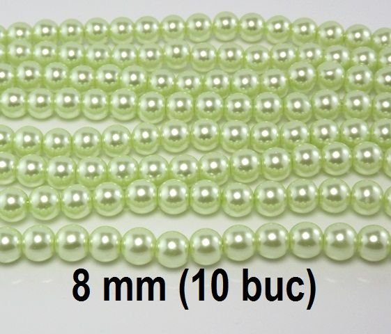 Perle de sticla, 10 buc, 8 mm