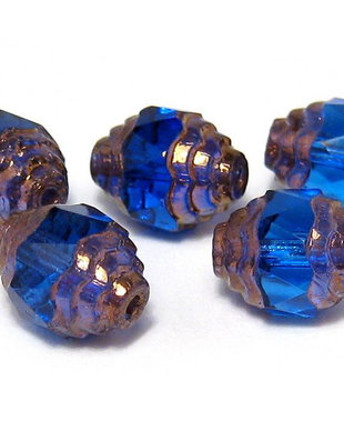 Margele din sticla, cu capete ondulate, 8x10 mm