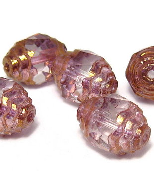Margele din sticla, cu capete ondulate, 8x10 mm
