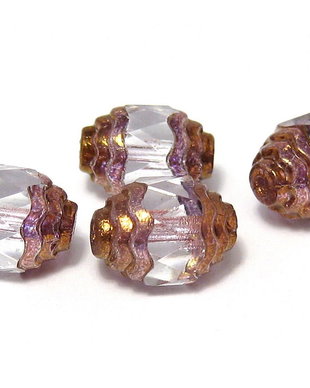 Margele din sticla, cu capete ondulate, 8x10 mm
