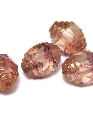 Margele din sticla, cu capete ondulate, 8x10 mm
