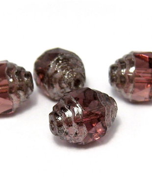 Margele din sticla, cu capete ondulate, 8x10 mm