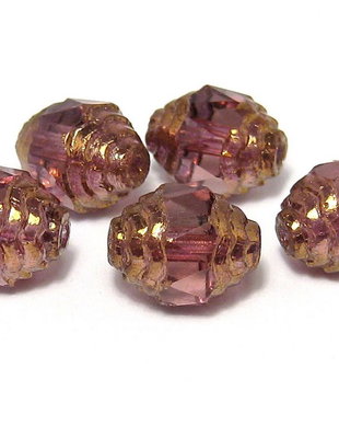 Margele din sticla, cu capete ondulate, 8x10 mm