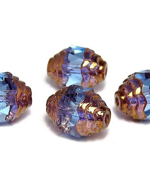 Margele din sticla, cu capete ondulate, 8x10 mm