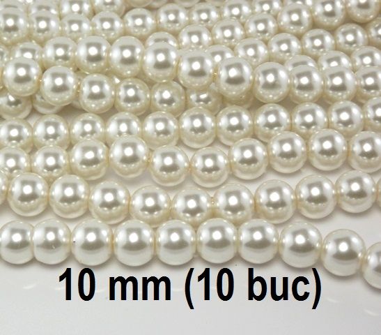 Perle de sticla, 10 buc, 10 mm