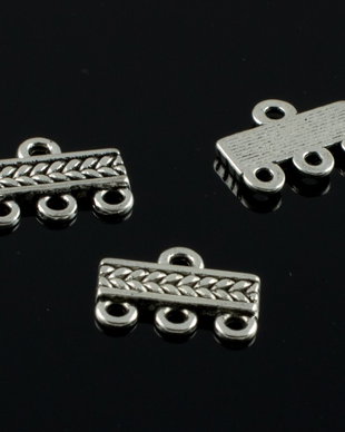 N1055 Conector pe 3 siruri finisaj argintiu antic, 16x12mm