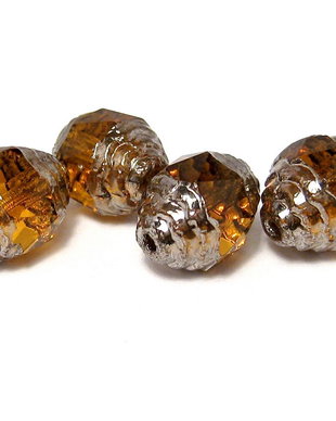 Margele din sticla, cu capete ondulate, 8x10 mm